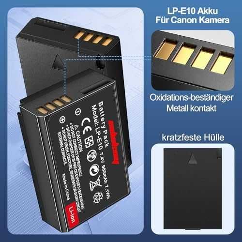Нови LP-E10 батерии 2 броя за Canon EOS 2000D 4000D 1100D 1200D фото