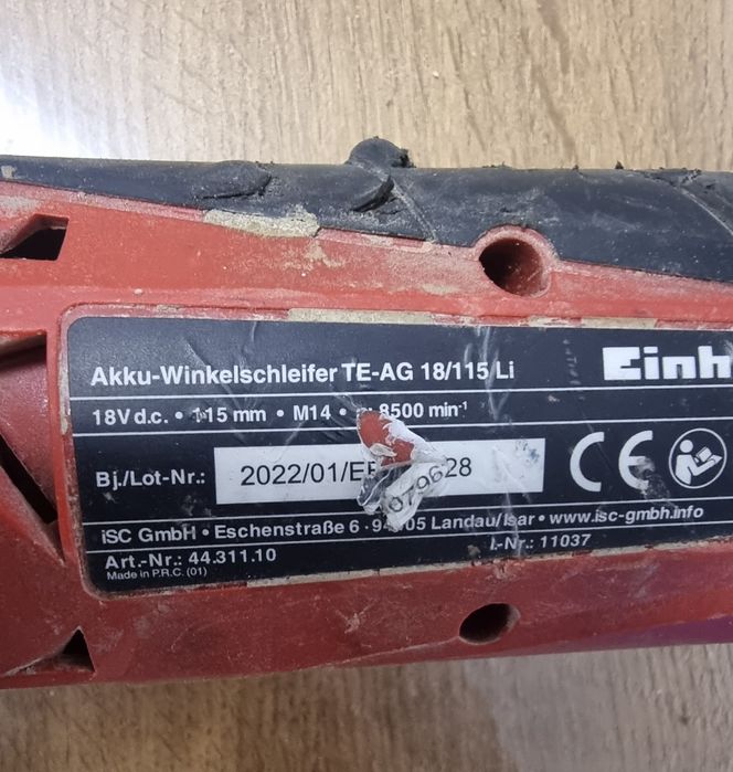 Акумулаторен ъглошлайф Einhell 18v за части