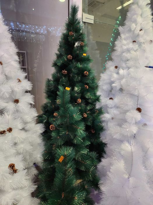 Коледна Елха Зелена Кичеста с Шишарки 120см Метална стойка