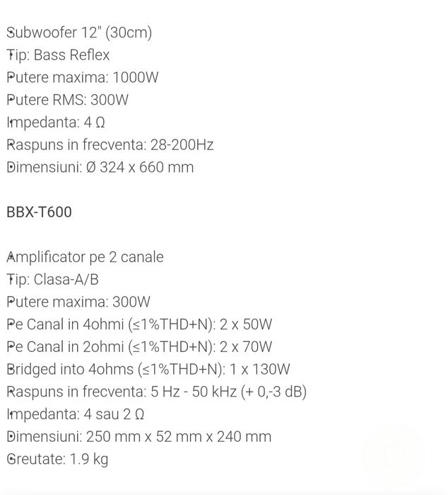 Subwoofer Alpine+ amplificator Alpine