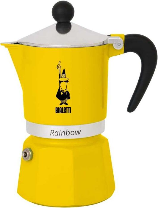 Espressor de cafea, Bialetti, Aluminiu Rainbow 3 portii, 130 ml Galben