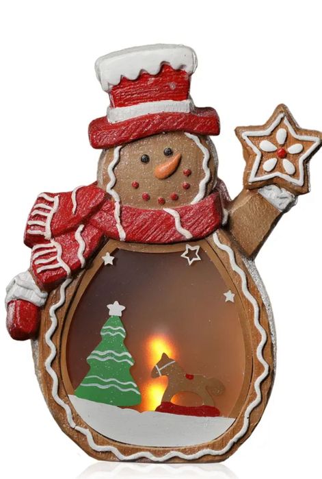 Коледна украса снежен човек светещ имитира сладкиш
