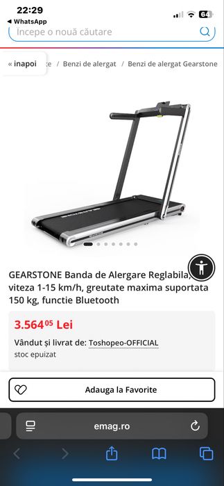 GEARSTONE banda de alergare reglabila,nefolosita