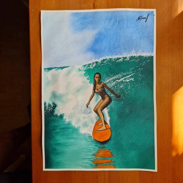 Картина Акварельная Сёрфинг
