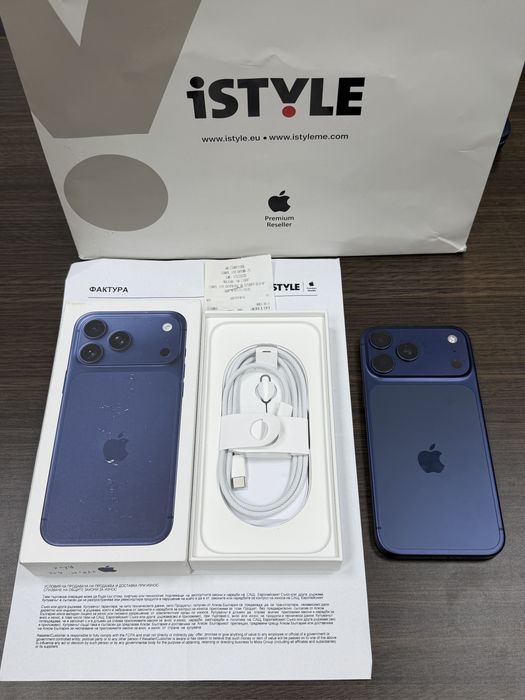 КАТО НОВ 512GB iPhone 17 Pro Max Гаранция iStyle 2027 Blue
