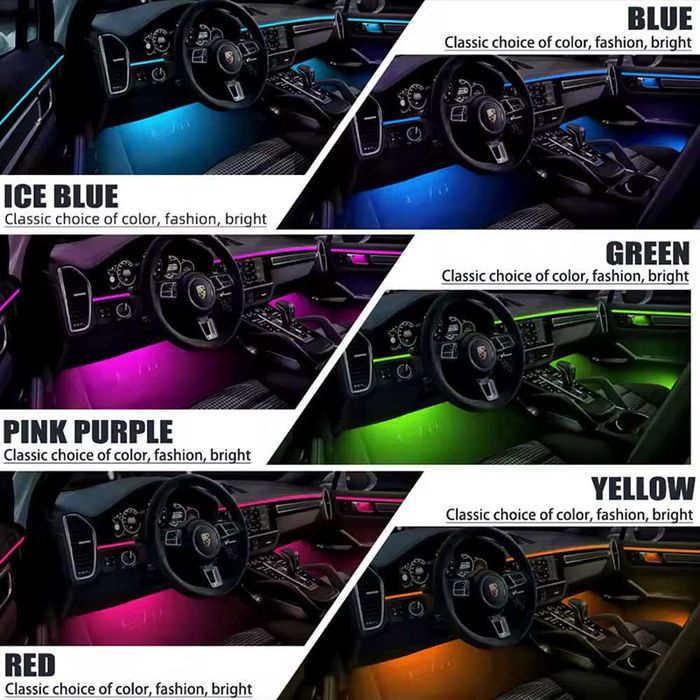 Система за LED амбиентно осветление за автомобили с RGB 64 цвята, 10в1