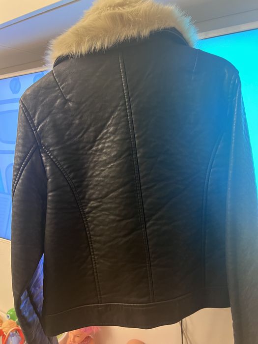 Haina piele cu guler detasabil