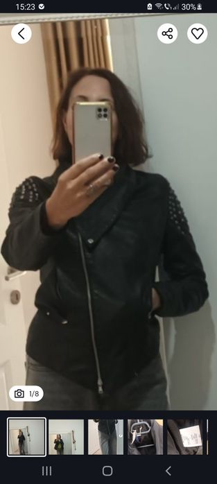 Geaca rock piele moale ,cu tinte 38 -40