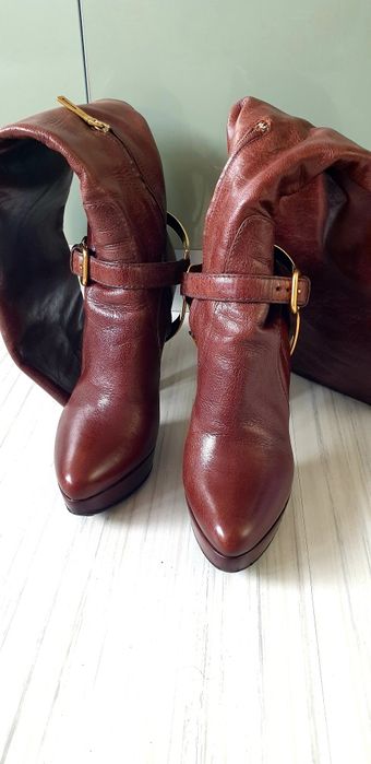 Prada Leather Boots Size 37/1/2 /24см. ОРИГИНАЛ! Дамски Кожени Ботуши!