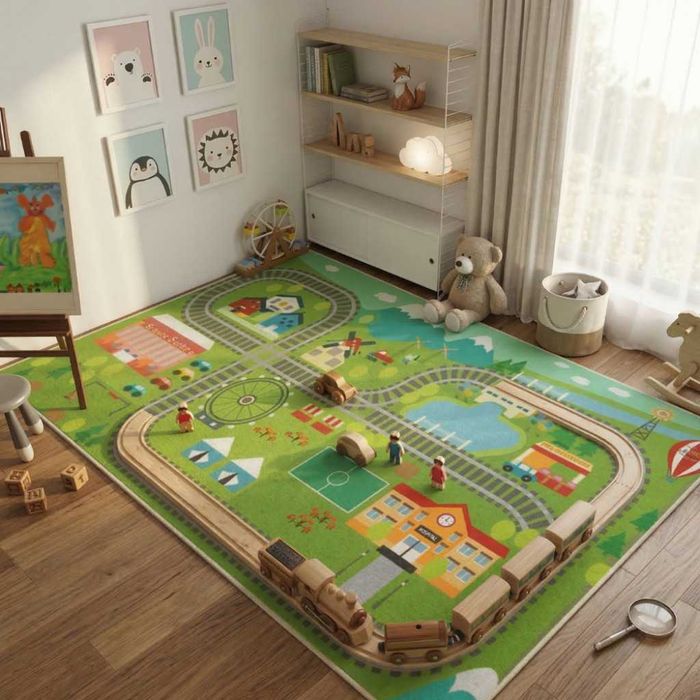 Детски килим за игра 120х160см -  противоплъзгащ и миещ се НОВИ