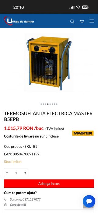 Vand termosuflanta electrica MASTER B5EPB