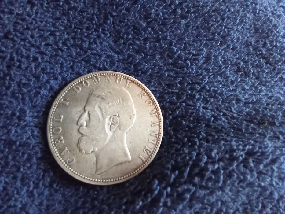 moneda de argint ,5 lei ,1880 ,stare foarte buna ,margine zimtata.