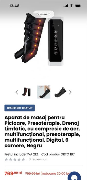 Ortosan Aparat de masaj pentru Picioare, Presoterapie, Drenaj Limfatic