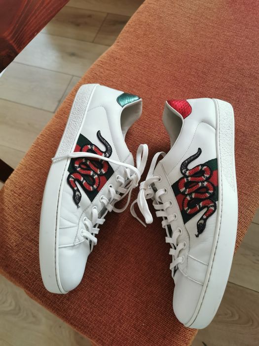 Sneaker adidași pantofi sport Gucci piele alb șarpe