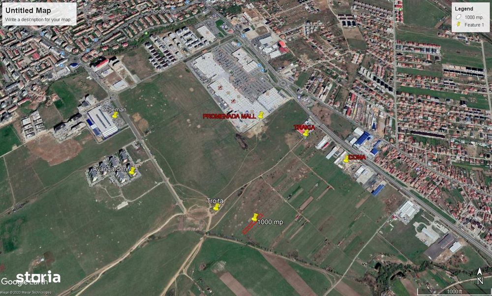 Vand teren  de investitie, 1000 mp., situat in zona Shopping City