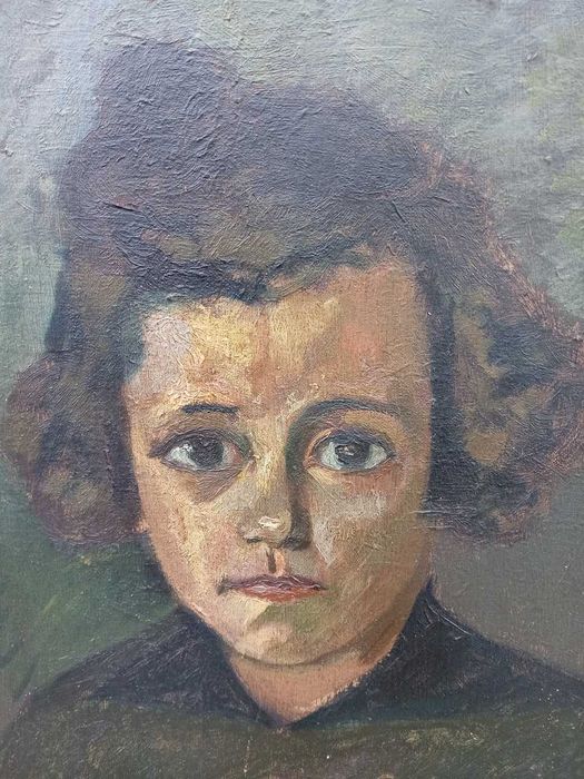 Tablou vechi - portret fetita - semnat St. Dimitrescu