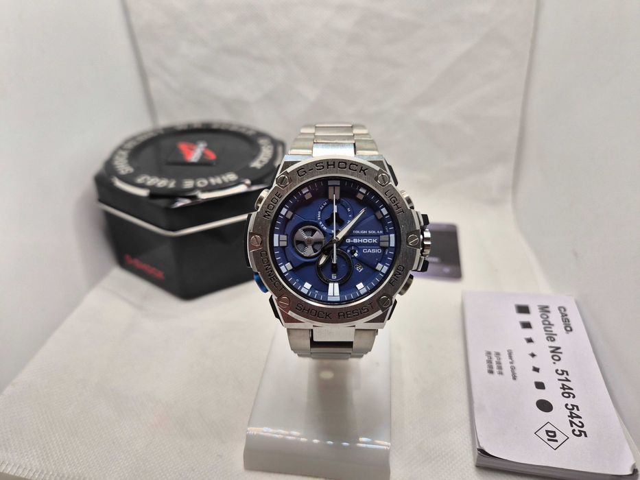 Ceas Sport Barbati Casio g shock GST B100d full metal , SILVER- BLUE Nou.Garantie 2ani