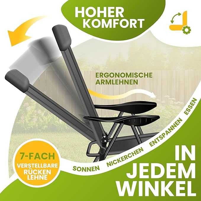 KESSER Комплект от 2 градински стола, алуминиеви, регулируеми 7 посоки