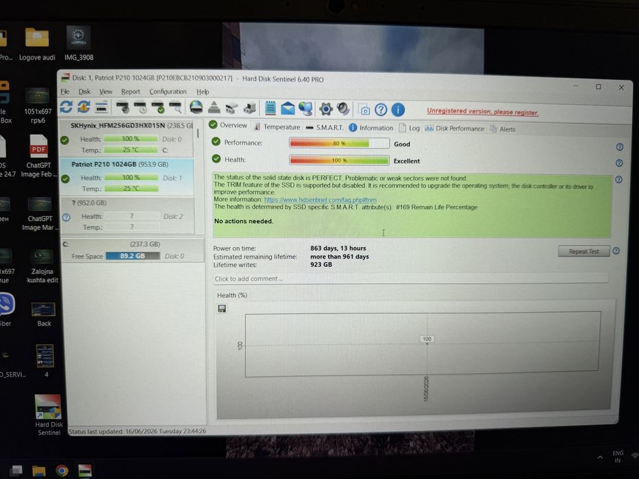 SSD Patriot 1TB перфектно състояние