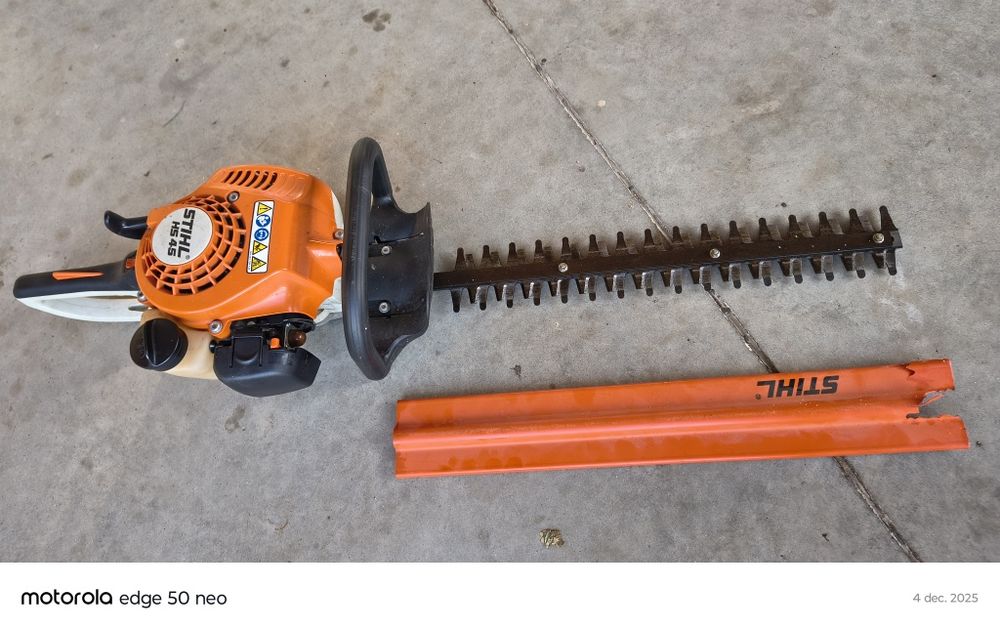 Drujba Dolmar și foarfeca benzina Stihl de tuns gard viu