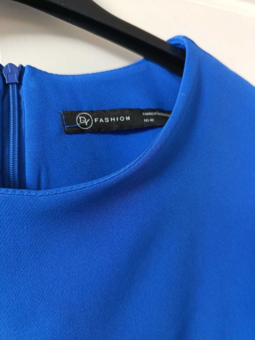 Rochie albastra de zi cu fundițe la mâneci M/L