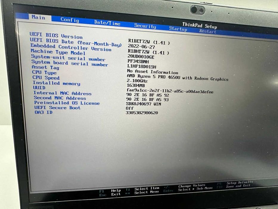 Laptop SH Lenovo Thinkpad T14 AMD Ryzen 5 PRO 4650U 16gb RAM SSD 512 NVME