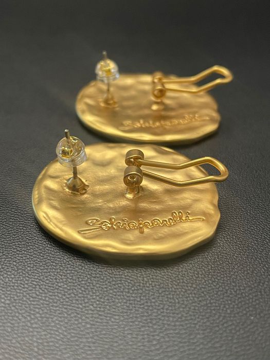 Модерни Големи, авангардни обеци/клипсове  с емайл «Schiaparelli”