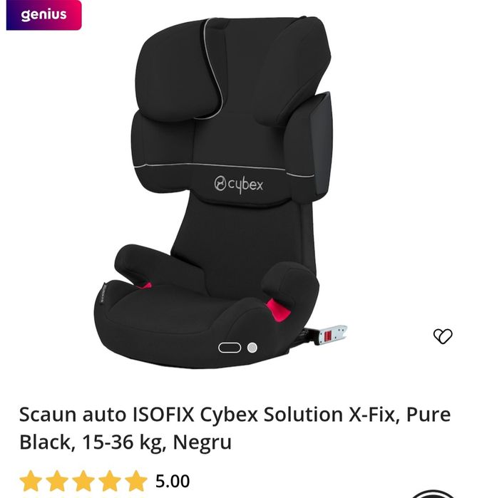 Scaun auto ISOFIX Cybex Solution X-Fix, Pure Black, 15-36 kg, Negru