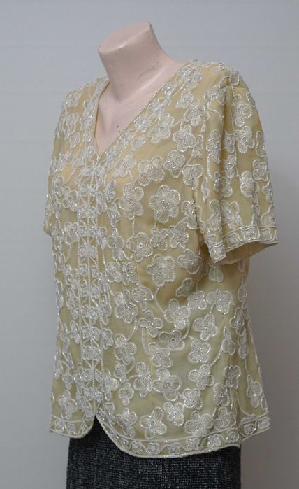 Bluza matase broderie margele marimea L