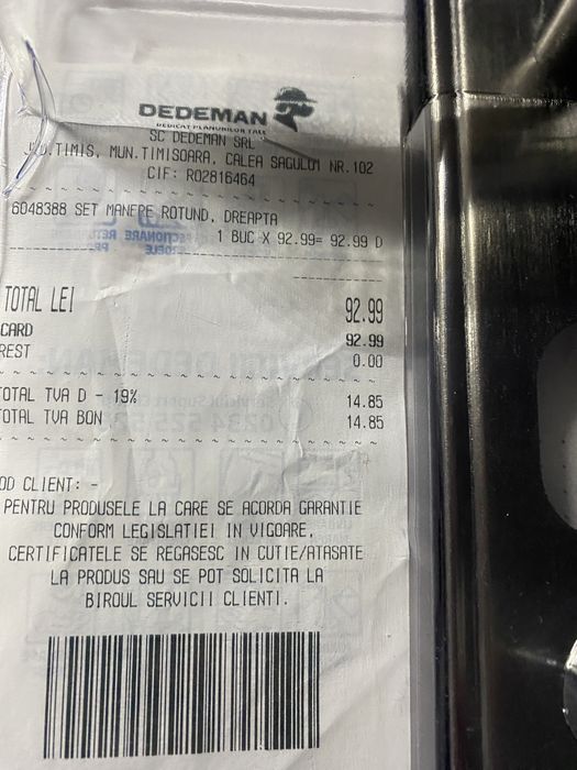 Set mânere rotund dreapa