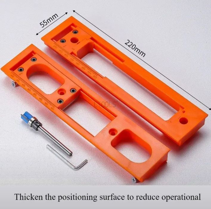 Шаблон для врезки скрытых петель в двери, комплект с фрезой