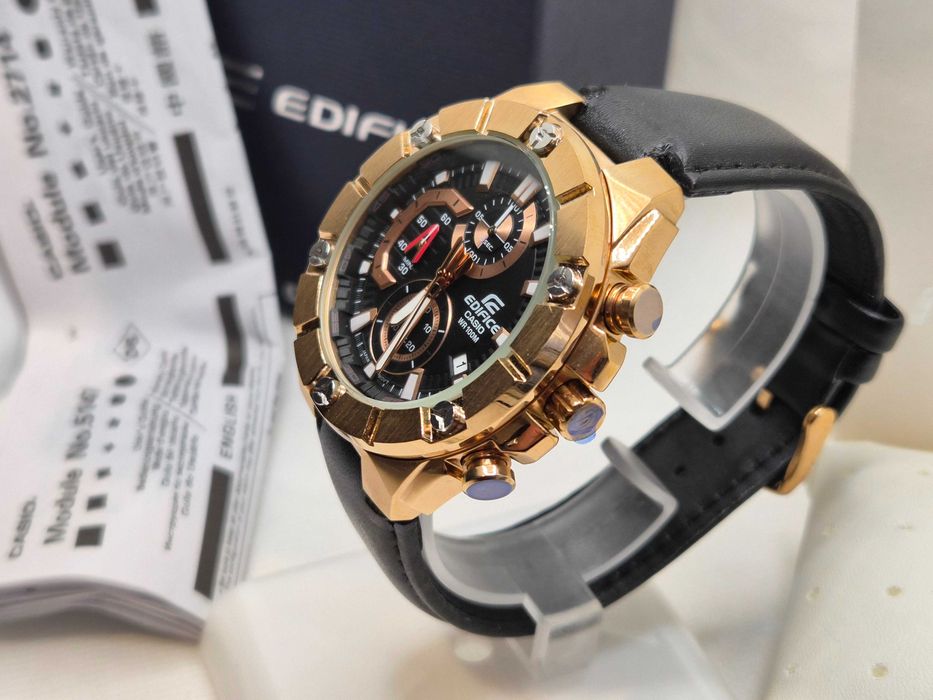 Ceas Sport Barbati Casio Edifice efr569 Cronograf, gold-black , Nou,Original,Garantie 2 ani