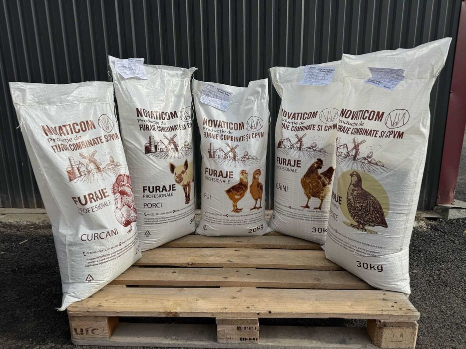 Șrot Soia 46%, Șrot Floarea Soarelui 35%, Șrot Rapiță 34%, Tărate de grâu, Furaje, Concentrate