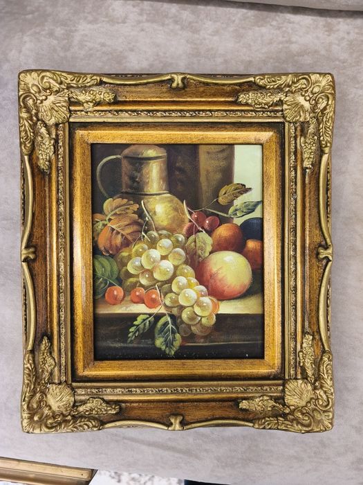 Натюрморт маслом в роскошной золоченой раме