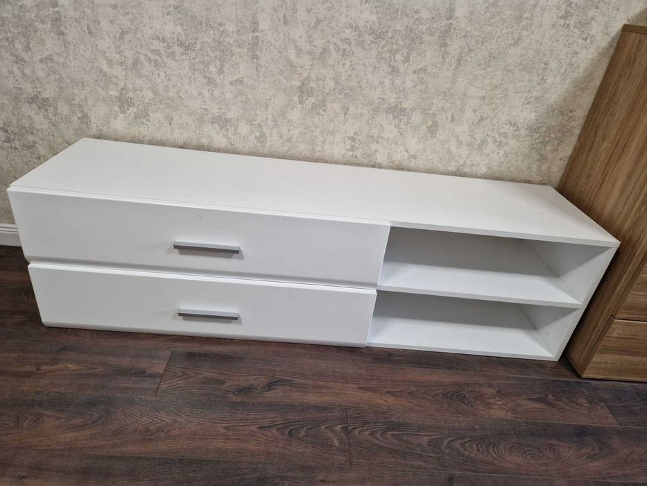 TV шкаф Сити 6002 в бял MDF гланц