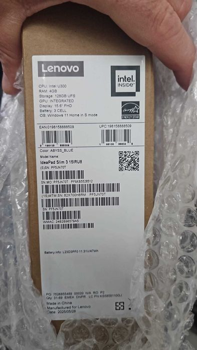 Laptop Lenovo IdeaPad Slim 3 15IRU8 4GB RAM, 128 GB - SIGILAT