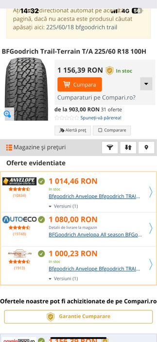 Anvelope All Terrain 225/60/18 Bfgoodrich Trail-Terrain 225 60 18 R18