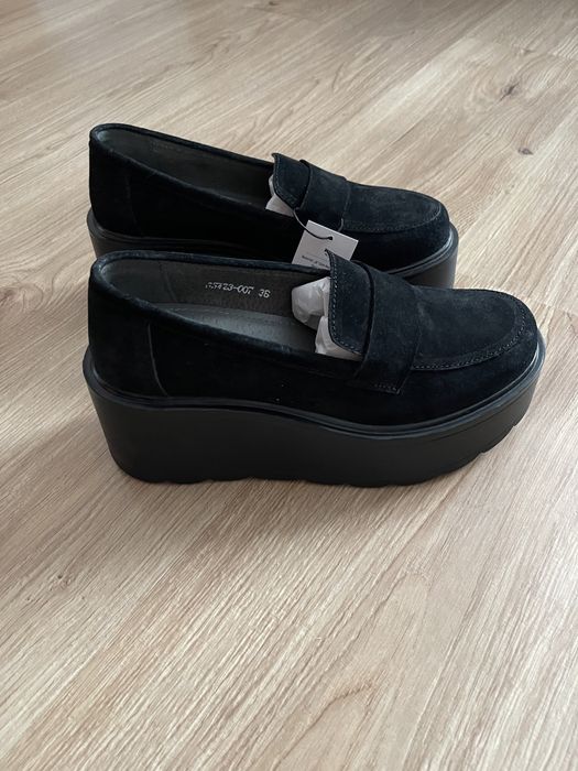 Мокасини на платформа Tendenz, естествен велур