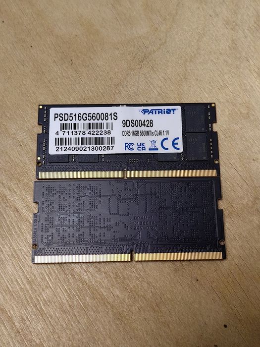 Продам ОЗУ 2х16GB 5600Mhz LPDDR5 SODIMM