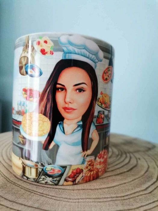 Чаша с  карикатура по снимка
