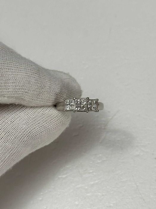 INEL PLATINA 950 + 12 Diamante = 0.75CT - Princess - Art Deco -Vintage