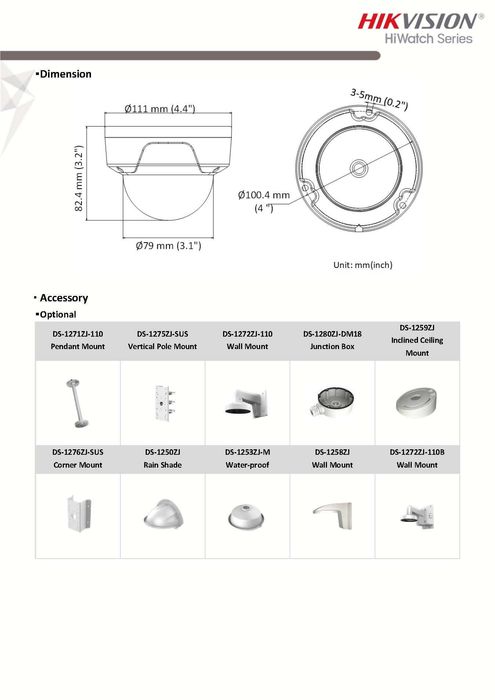 2MPx FULL HD HIkVision HWI-D121H-28C IP PoE Камера IP67 Водоустойчива Под Вода Вандалоустойчива на Удар 20Джаула IK10 H.265+ DWDR -30°C Метален Корпус