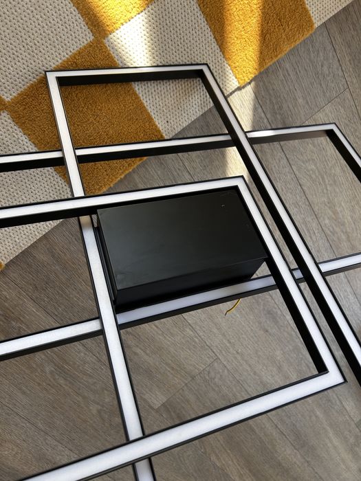 LED плафон димируем 48W — геометричен дизайн, черен мат