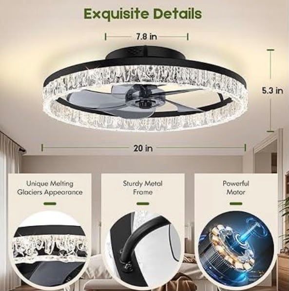 Ventilator de tavan Depuley Glacier LED-20”- iluminare LED+ telecomanda+control pron aplicatie