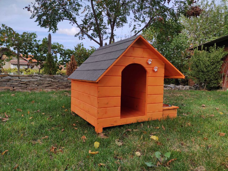 Къща за куче със стряха+купи;Колиба за кучета;Къщи за кученца-Оранжев