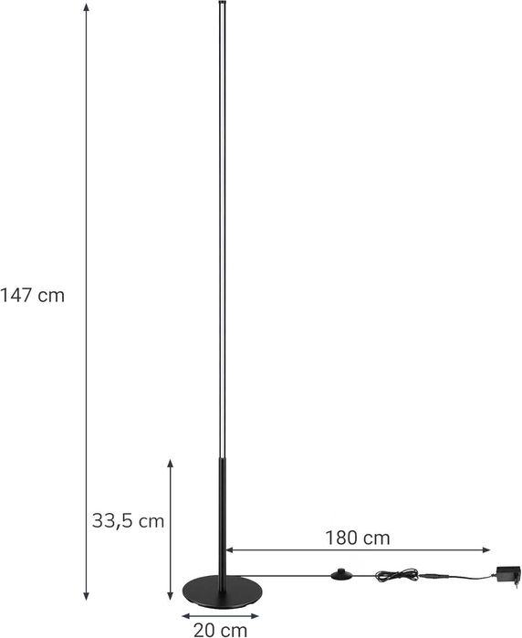 Lampa LED de podea EDISHINE, dimabila, 147 cm, lumina calda 3000K – noua