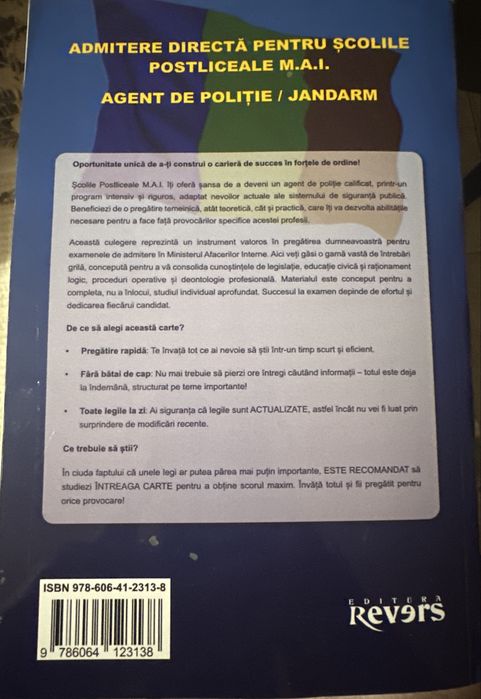 Carte cu materie pentru politie