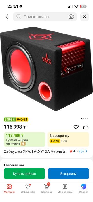 Саббуфер Черный Ураган (Урал)