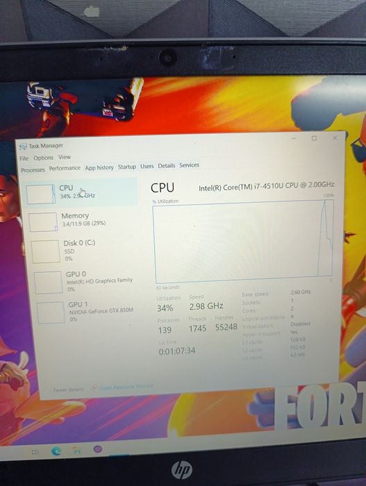 Laptop deosebit gaming hp Envy Intel i7 cu gtx 850 4gb Sonorizare beats perfect funcțional