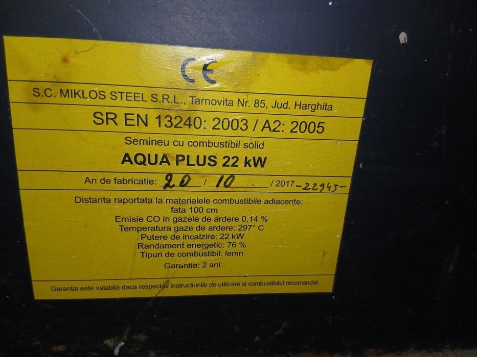 Vând termosemineu 22kw  se poate vinde cu pompa de apa sau separat